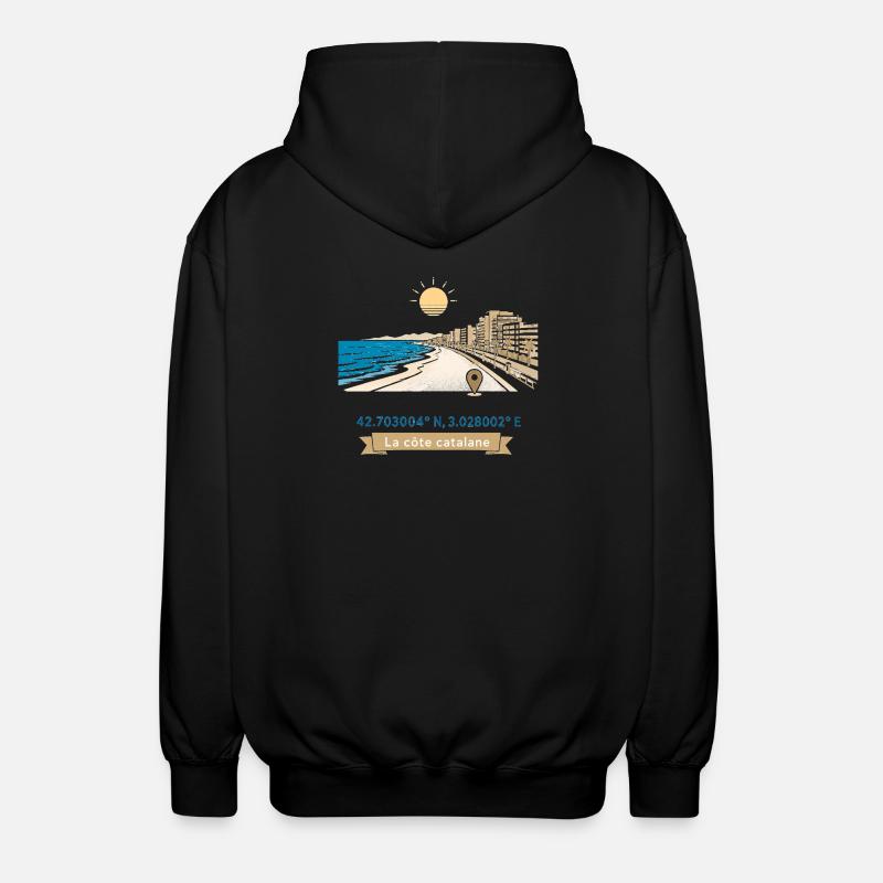Canet en Roussillon - Promenade Méditerranéenne - Veste à capuche unisexe - noir