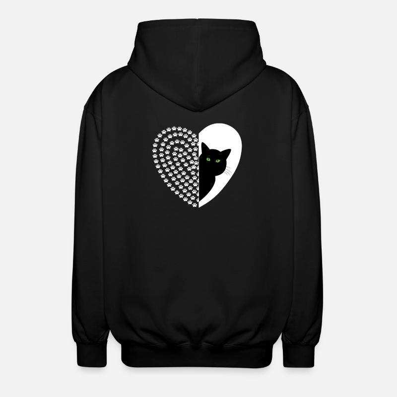 Schwarze Katze mit Blumenmuster - Unisex Kapuzenjacke - Schwarz