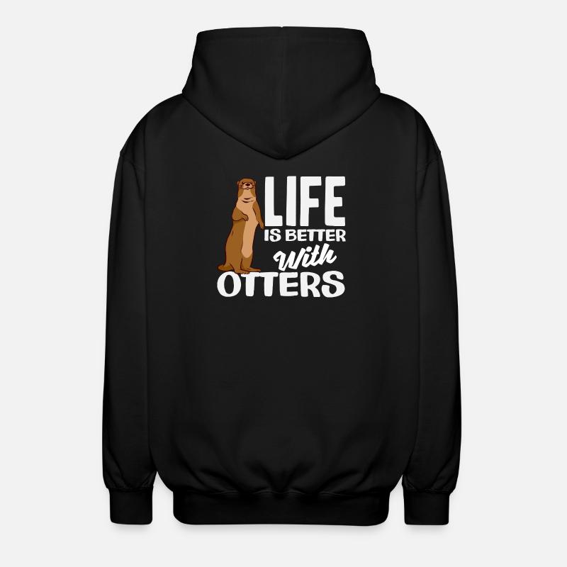Sea otters live better - Unisex Hooded Jacket - black