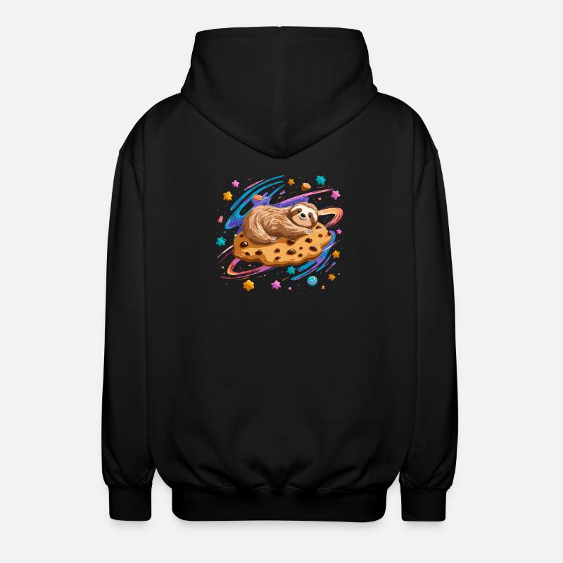 Space Sloth on Cookie - Unisex Hooded Jacket - black