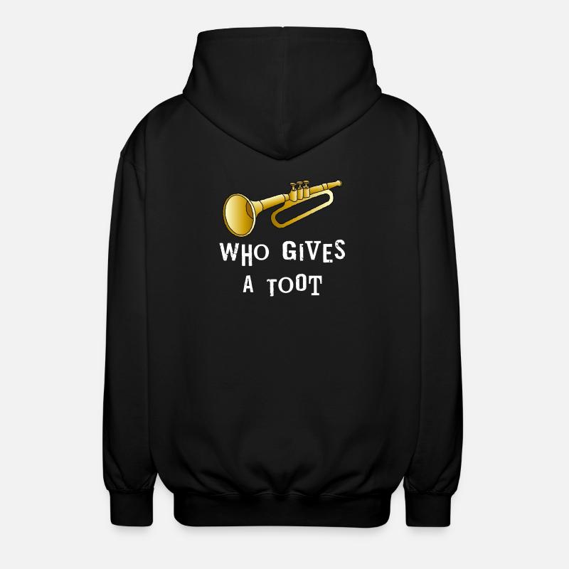 Trumpet Toot White Text - Unisex Hooded Jacket - black
