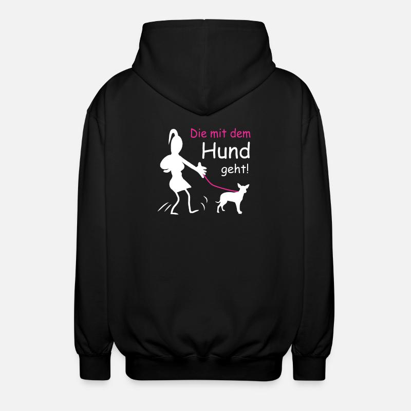 Die mit dem Hund geht - Unisex Kapuzenjacke - Schwarz