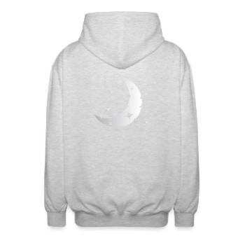 Mond und Sterne - Unisex Kapuzenjacke - Hellgrau meliert - Hinten - AI Model Male 185 light (185cm)