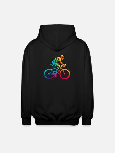 Vibrant Rainbow Cycling Art - Unisex Hooded Jacket - black