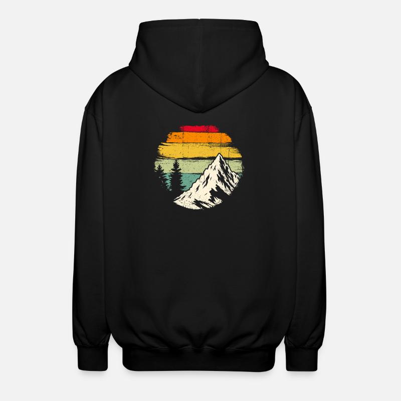 Retro Sunset Ridge Mountain - Unisex Hooded Jacket - black
