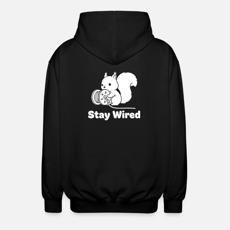 Stay Wired Eichhörnchen - Unisex Kapuzenjacke - Schwarz