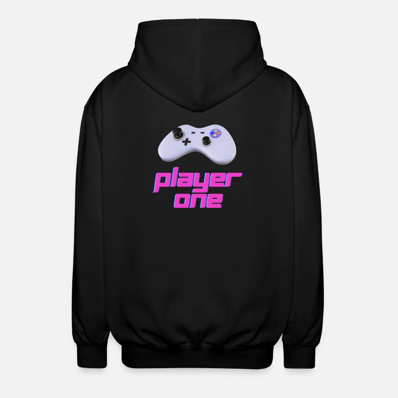 Neon Retro Controller Player One - Unisex Hooded Jacket - black