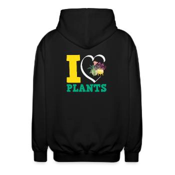 Plant Lover Love Plants Gardener - Unisex Hooded Jacket - black - Back - AI Model Male 185 light (185cm)