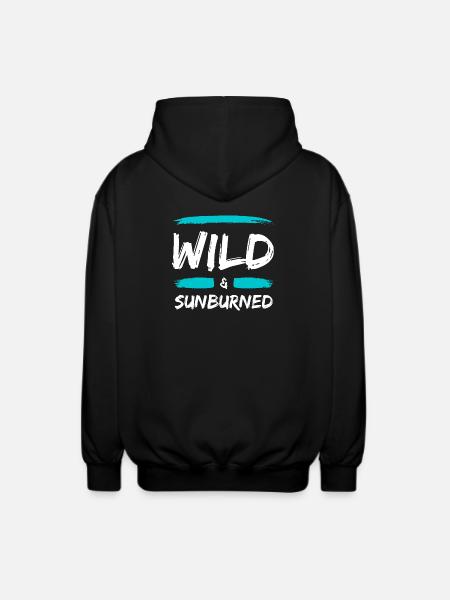 Wild & Sunburned Brush Text - Unisex Hooded Jacket - black