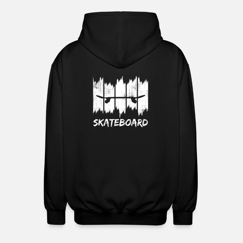 Skateboard Silhouette Grunge Print - Unisex Hooded Jacket - black