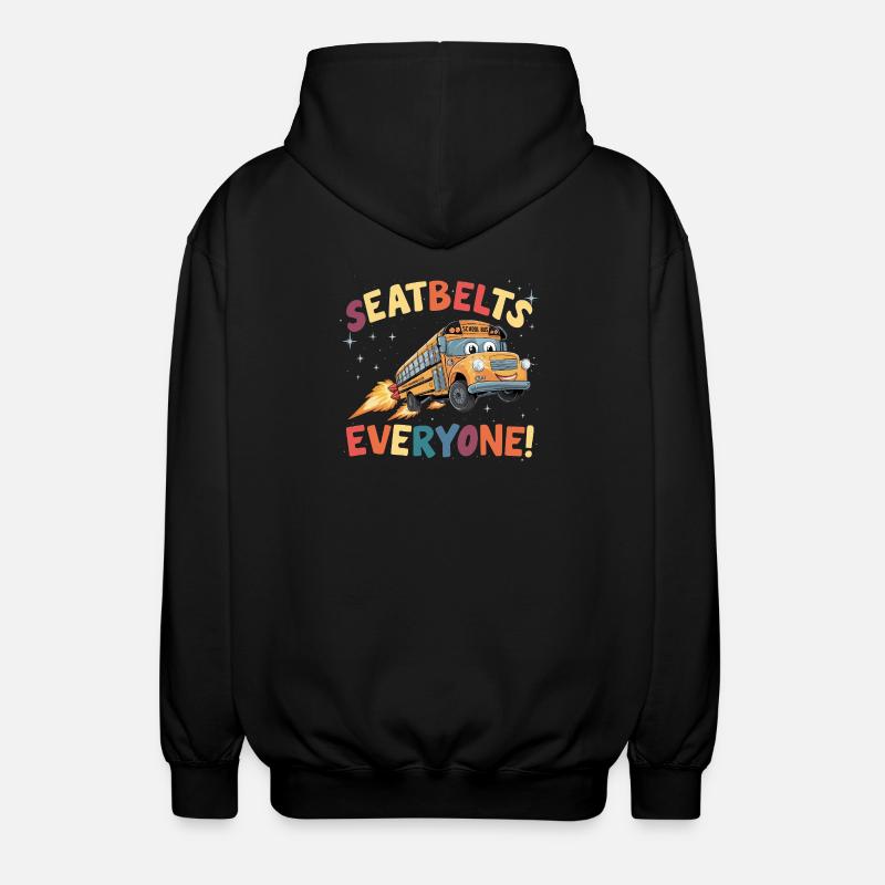 Space School Bus Rocket Flight - Unisex Hooded Jacket - black