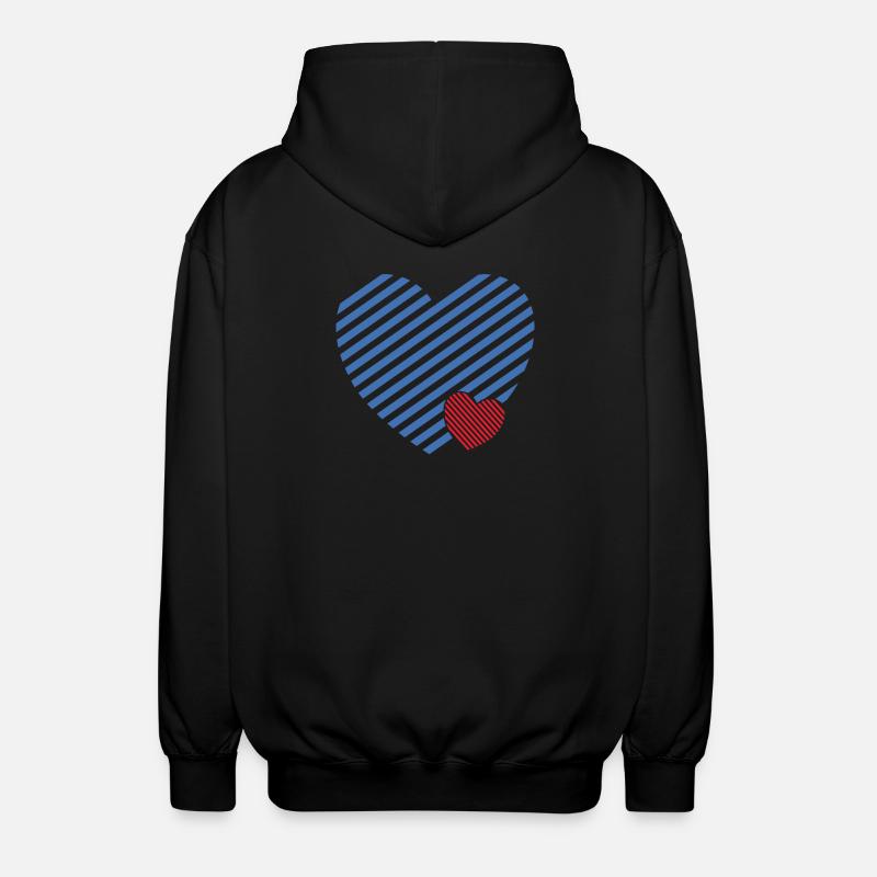 Doppel Herz - Design textile Geschenkidee - Unisex Kapuzenjacke - Schwarz