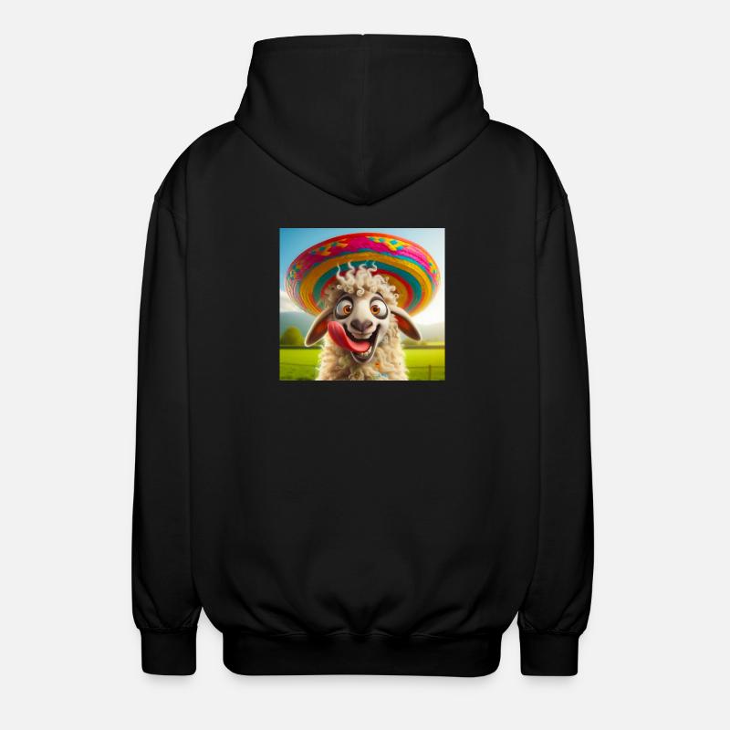 Schaf mit Sombrero - Unisex Kapuzenjacke - Schwarz
