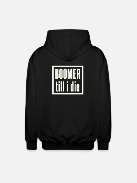 Boomer to the end lettering - Unisex Hooded Jacket - black