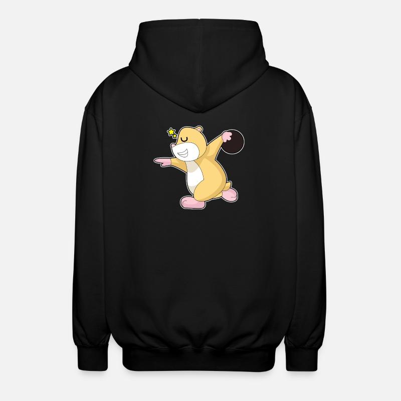 Hamster Bowling Bowling Ball - Unisex Hooded Jacket - black