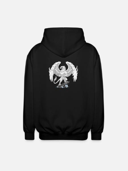 Mythical Gryphon on Crystal Rock - Unisex Hooded Jacket - black