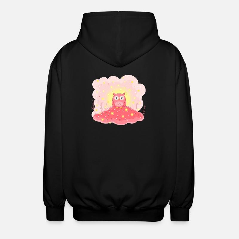 Zarte Eulenstern auf Rosenhügel - Unisex Kapuzenjacke - Schwarz