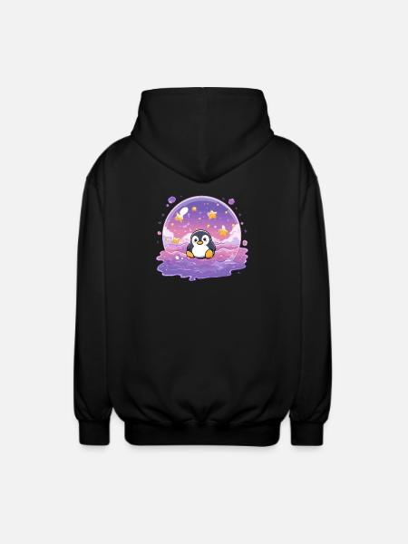 Pinguin im Sternensiegel - Unisex Kapuzenjacke - Schwarz