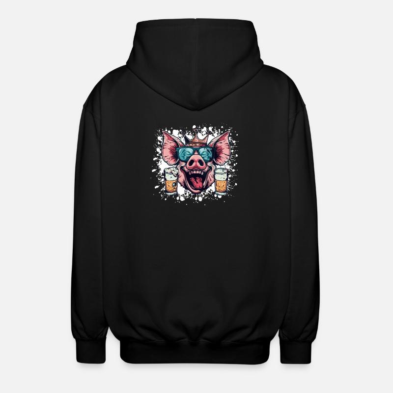 Schwein Bier Lustig - Unisex Kapuzenjacke - Schwarz