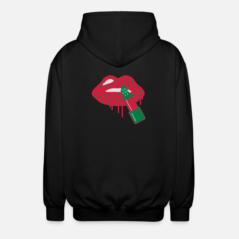 Lippenstift Erdbeere - Unisex Kapuzenjacke - Schwarz