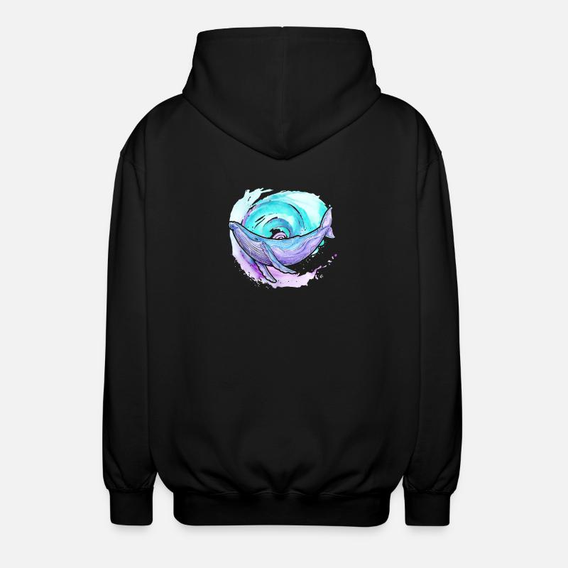 Baleine à bosse aquarelle - Veste à capuche unisexe - noir