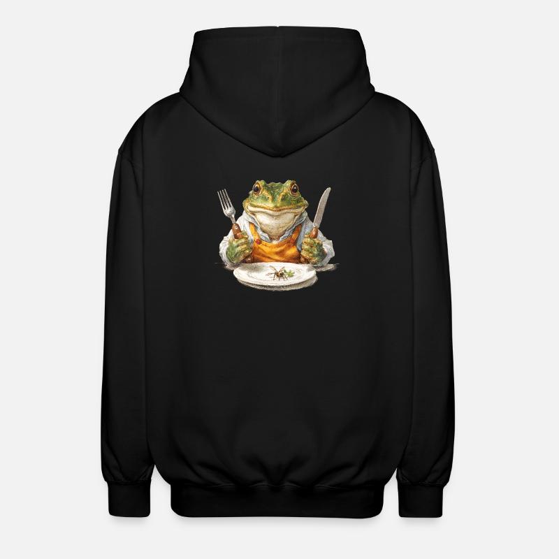 Froschkoch mit Gabel und Messer - Unisex Kapuzenjacke - Schwarz