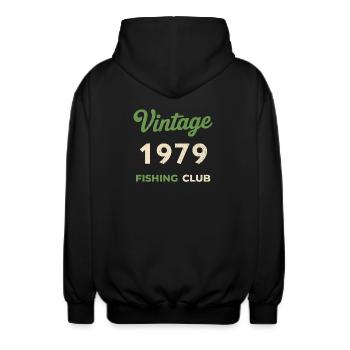 Millésime 1979 – Année de naissance rétro du club de pêche - Veste à capuche unisexe - noir - Dos - AI Model Male 185 light (185cm)