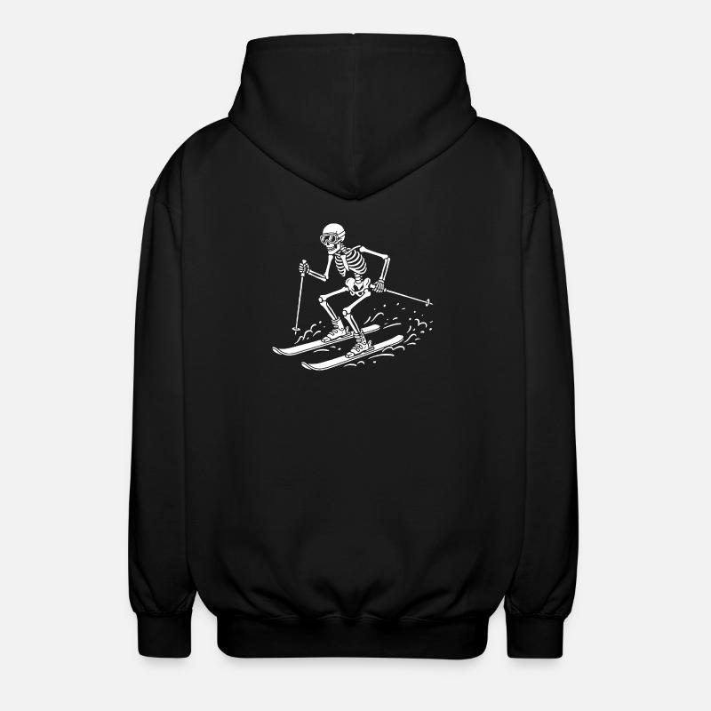Skelettskifahrer auf Schneewellen - Unisex Kapuzenjacke - Schwarz