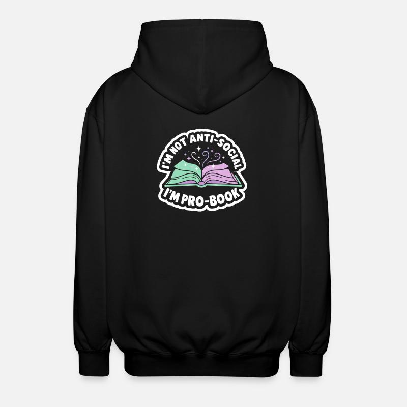 Bokorm-sitat - Søt lesergave - Unisex-hettejakke - svart