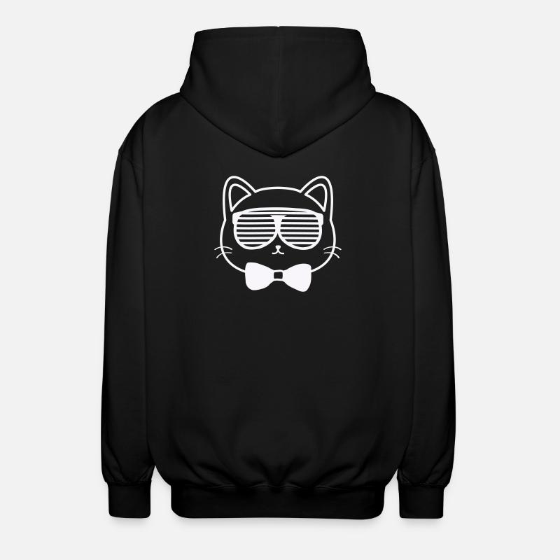 Sun cat with bow tie - Unisex Hooded Jacket - black