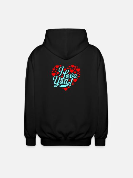 i love you - Unisex Hooded Jacket - black
