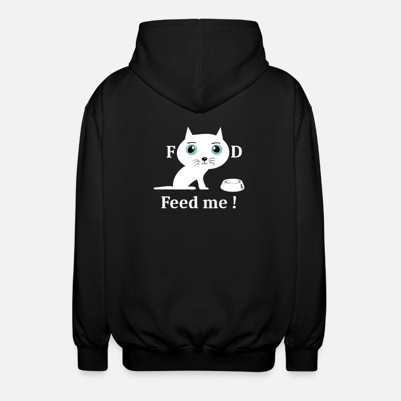 Cute White Cat - Unisex Hooded Jacket - black