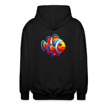 Poisson-clown - Veste à capuche unisexe - noir - Dos - AI Model Male 185 light (185cm)