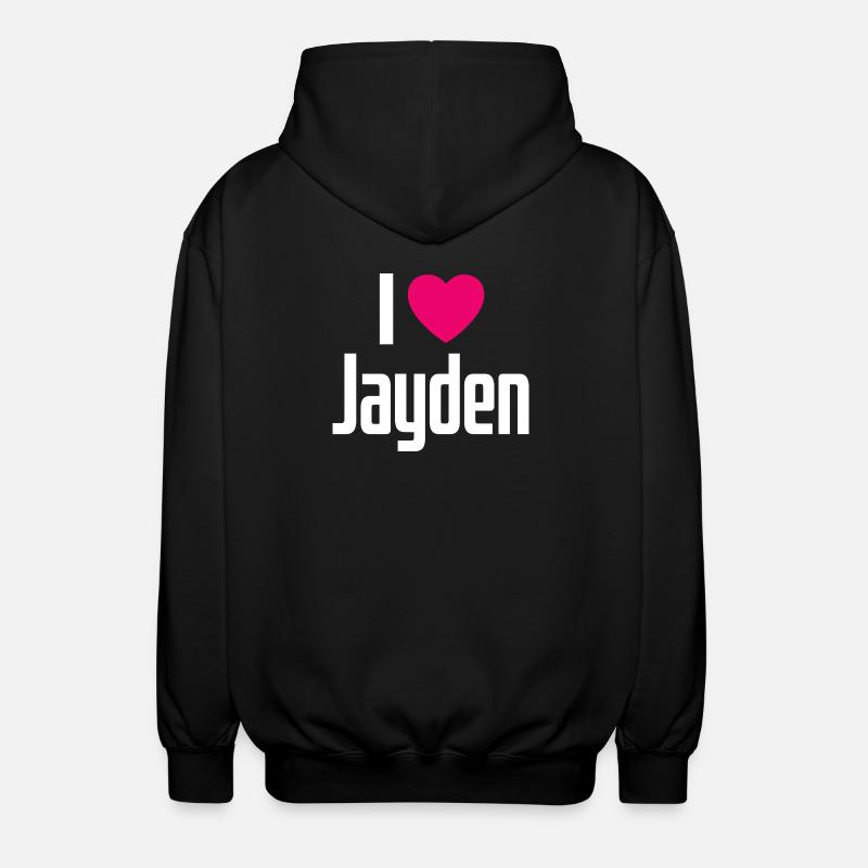J’aime Jayden Coeur rose J’aime Jayden - Veste à capuche unisexe - noir