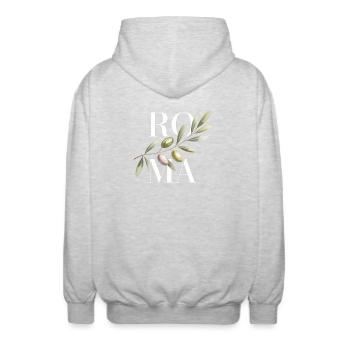 ROMA – Olive Branch - Unisex Kapuzenjacke - Hellgrau meliert - Hinten - AI Model Male 185 light (185cm)