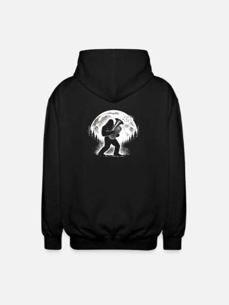 Bigfoot tuba player - Unisex Hooded Jacket - black