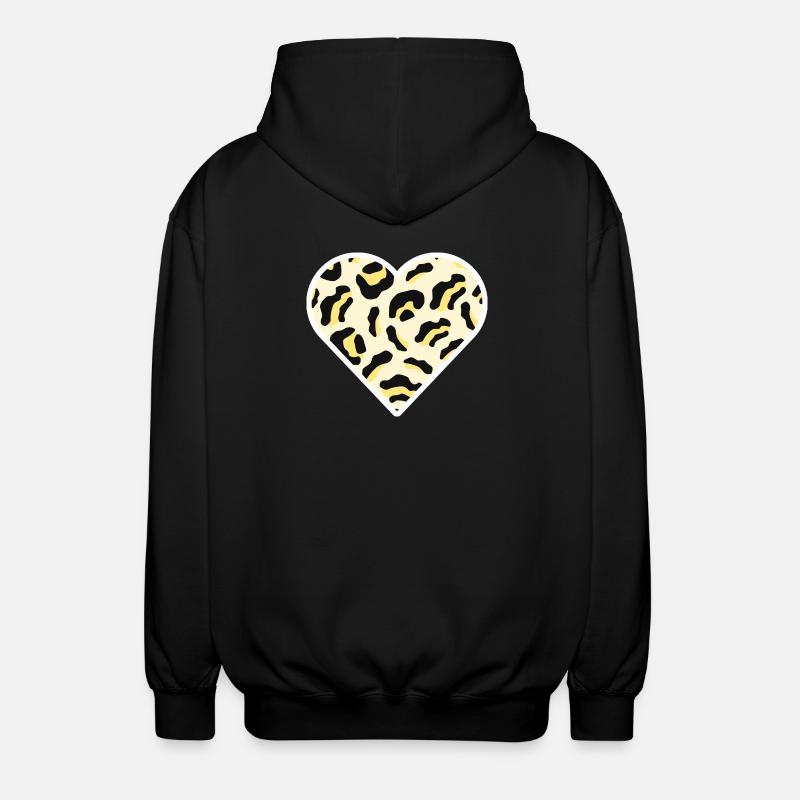 Cœur classique à imprimé léopard - Veste à capuche unisexe - noir