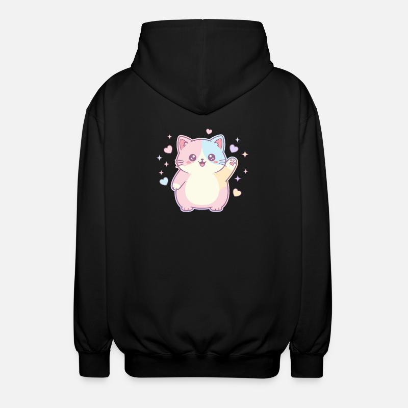 Pastellkätzchen Herzfreude - Unisex Kapuzenjacke - Schwarz