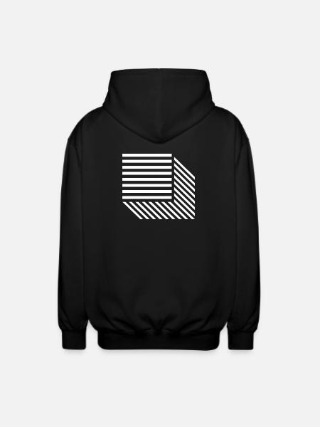 Geometric Diagonal Stripe Mosaic - Unisex Hooded Jacket - black