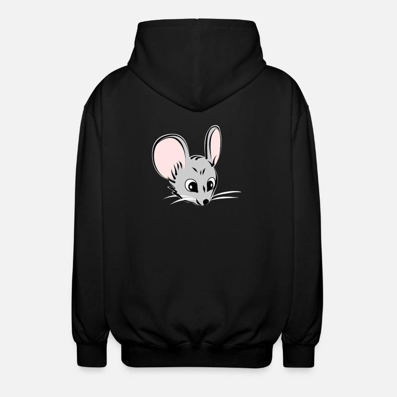 Maus Mauskopf Mäusekopf - Unisex Kapuzenjacke - Schwarz