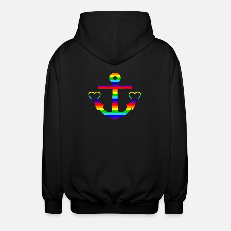 Anker Regenbogen bunt - Unisex Kapuzenjacke - Schwarz