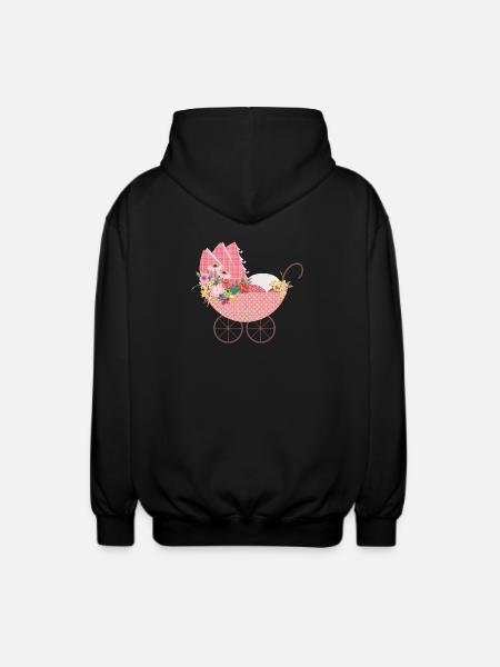 Playful Flower Stroller – Romantic Motif - Unisex Hooded Jacket - black