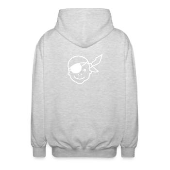 Pirate Eye Patch Flap Pirate Kids Godchild - Unisex Hooded Jacket - light heather grey - Back - AI Model Male 185 light (185cm)