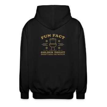 Fun Fact – Golden Toilet Doesn’t Make You Royalty - Unisex Hooded Jacket - black - Back - AI Model Male 185 light (185cm)