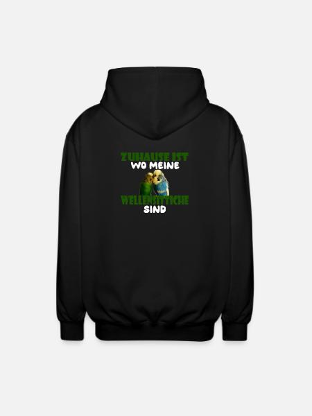 Home is where my budgies are - Unisex Hooded Jacket - black