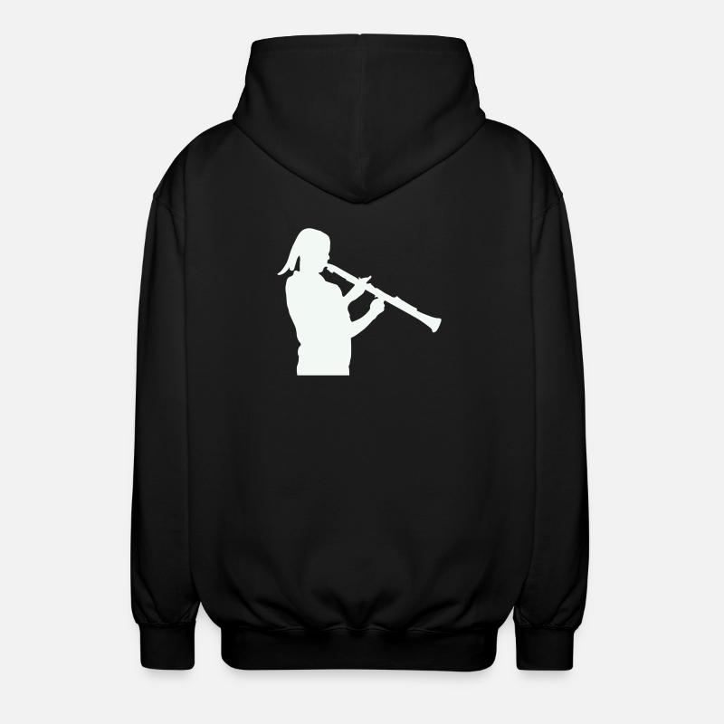 Silhouette mit Klarinette - Unisex Kapuzenjacke - Schwarz