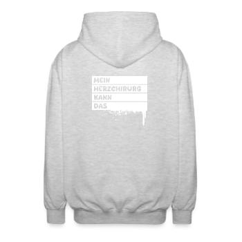 Herzchirurg als Handwerker - Unisex Kapuzenjacke - Hellgrau meliert - Hinten - AI Model Male 185 light (185cm)