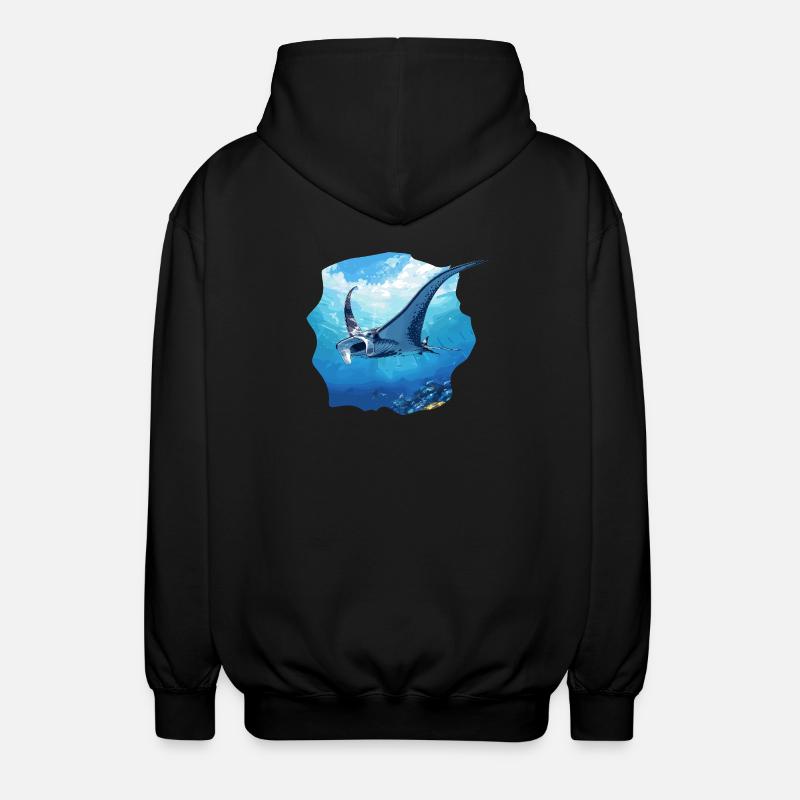Rochen Mantarochen - Unisex Kapuzenjacke - Schwarz