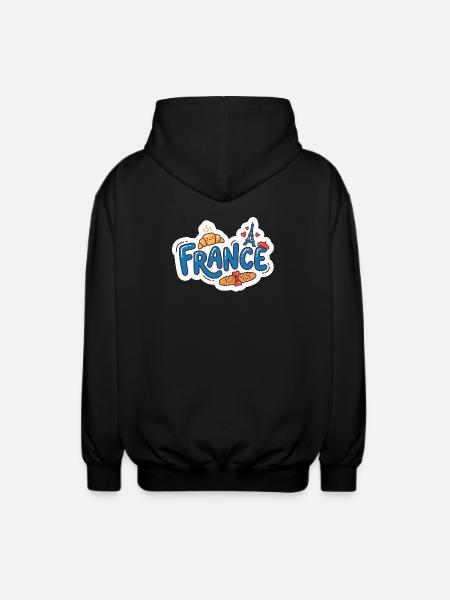 Sticker France Kawaii Croissant Paris - Unisex Hooded Jacket - black