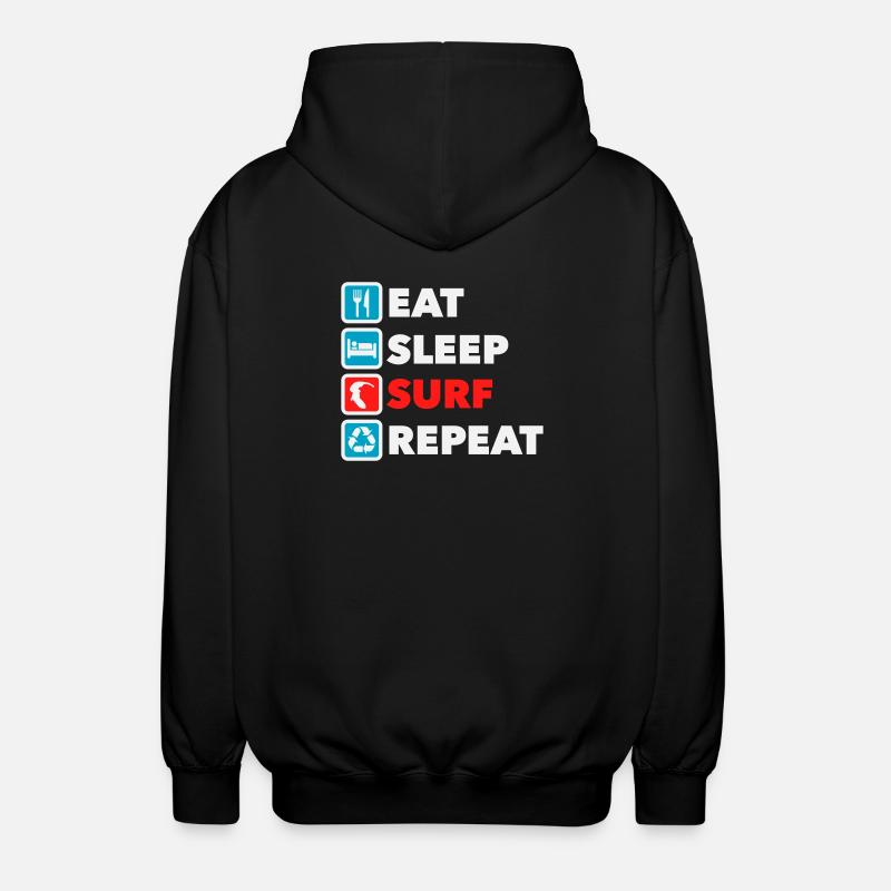 Eat Sleep Surf Repeat - Unisex Kapuzenjacke - Schwarz
